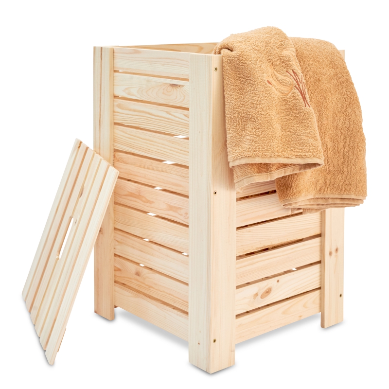 Wooden laundry basket 35x35x55 cm Natural