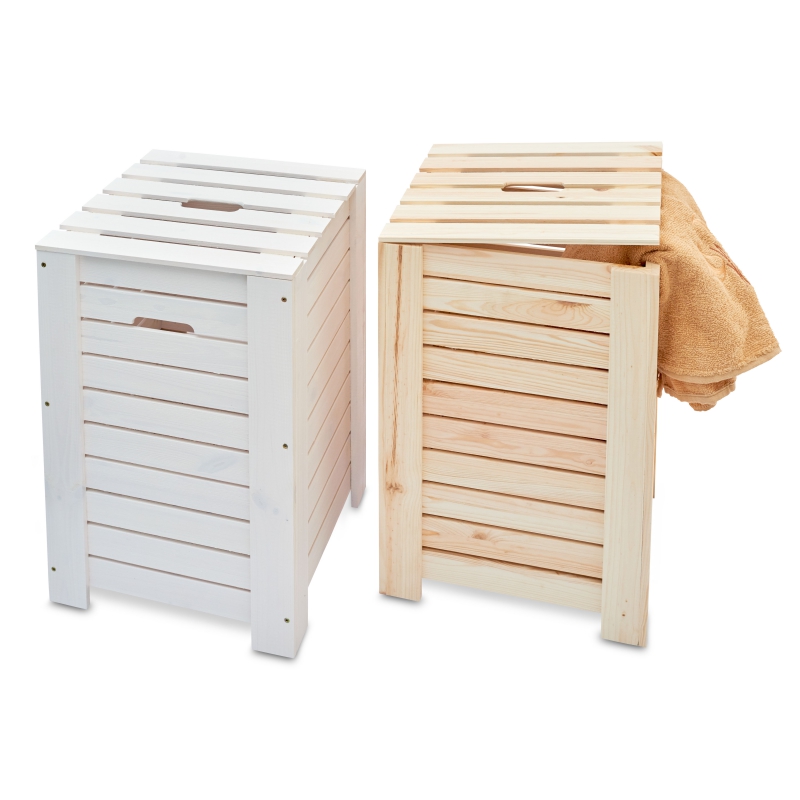 Wooden laundry basket 35x35x55 cm Natural