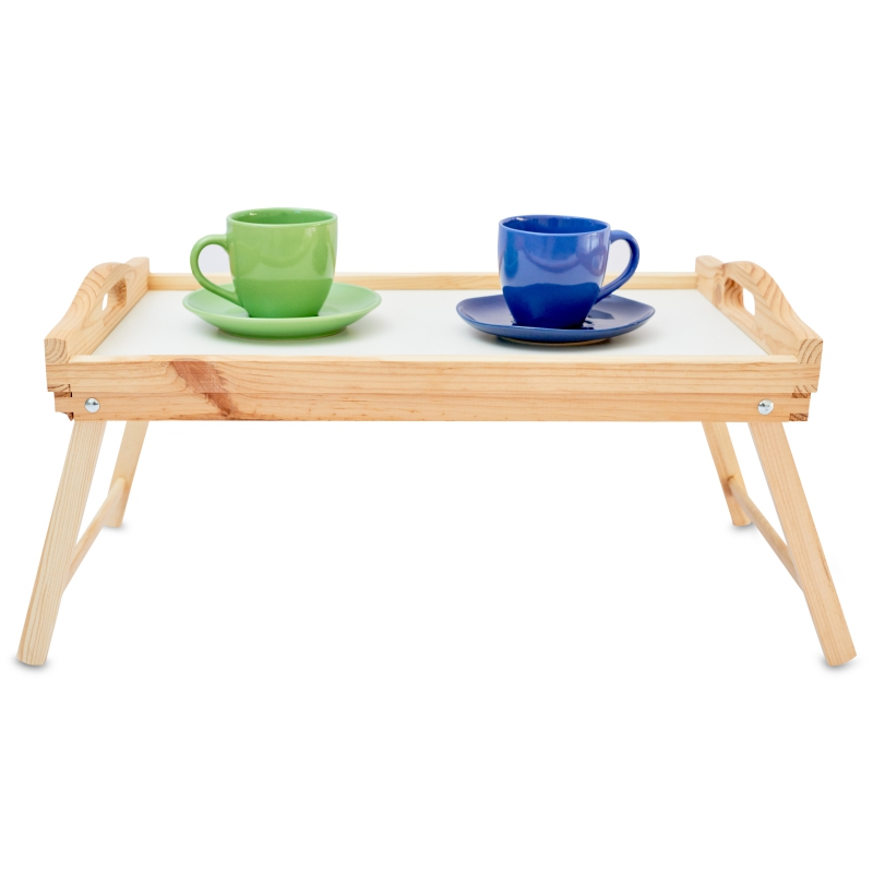 Wooden tray with folding legs 51x32x24 cm Natural