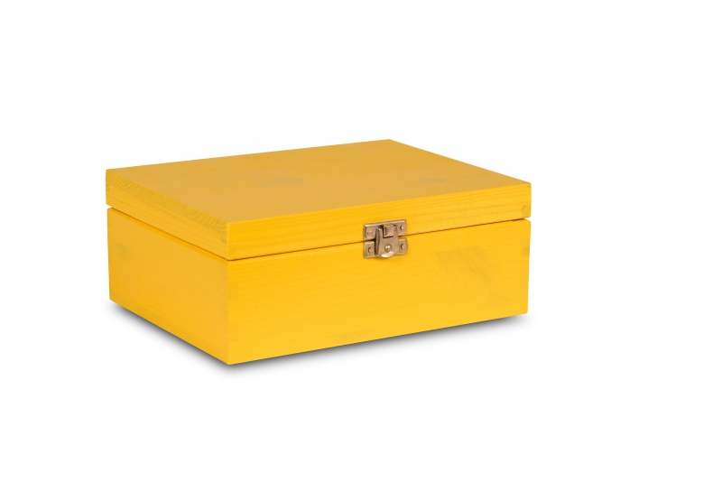 Wooden tea box 21x16x8,5 cm Signal yellow