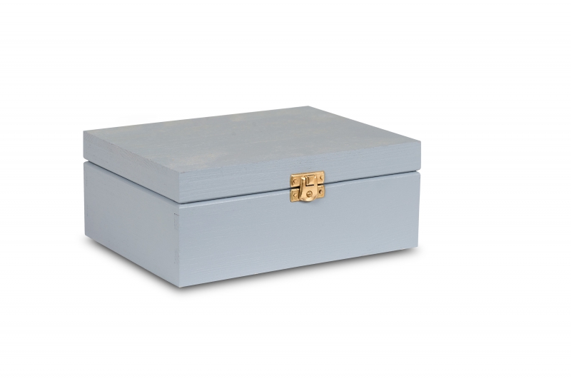 Wooden tea box 21x16x8,5 cm Silver grey