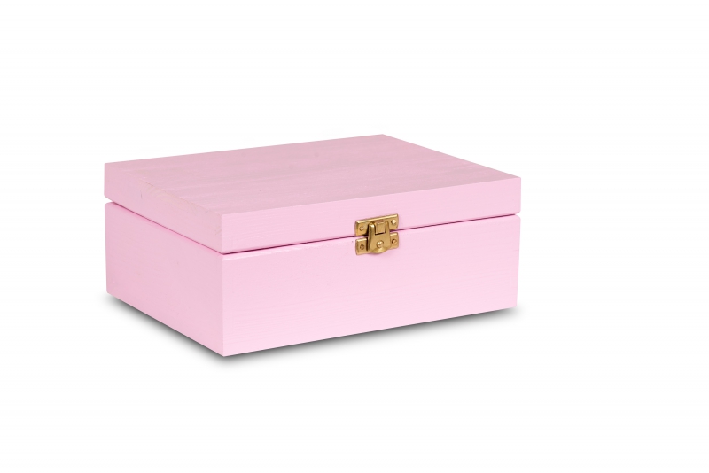 Wooden tea box 21x16x8,5 cm Light pink