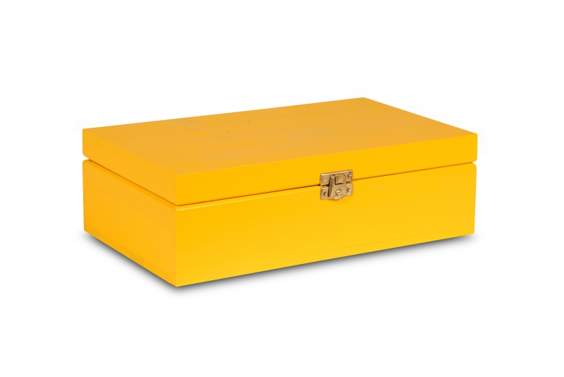 Wooden tea box 28x16x8,5 cm Signal yellow