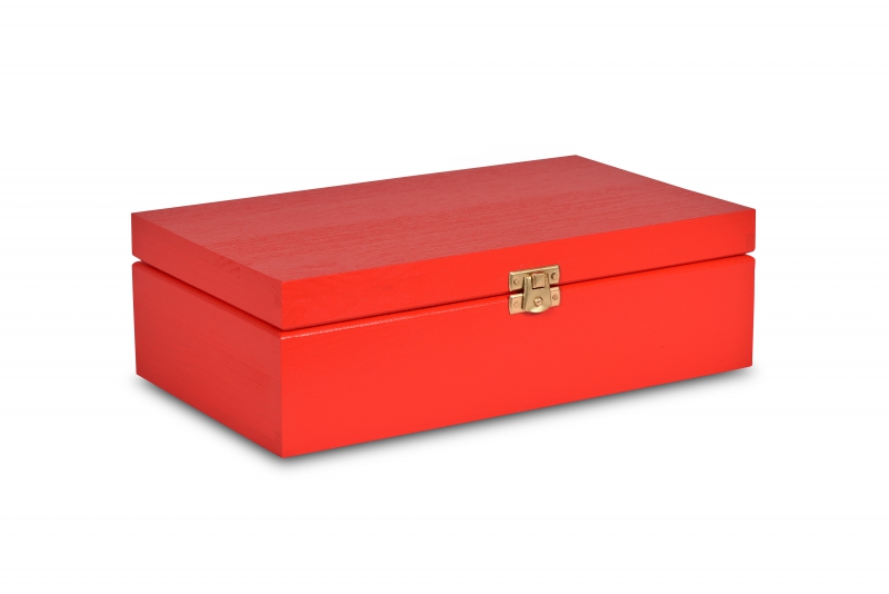 Wooden tea box 28x16x8,5 cm Pure red