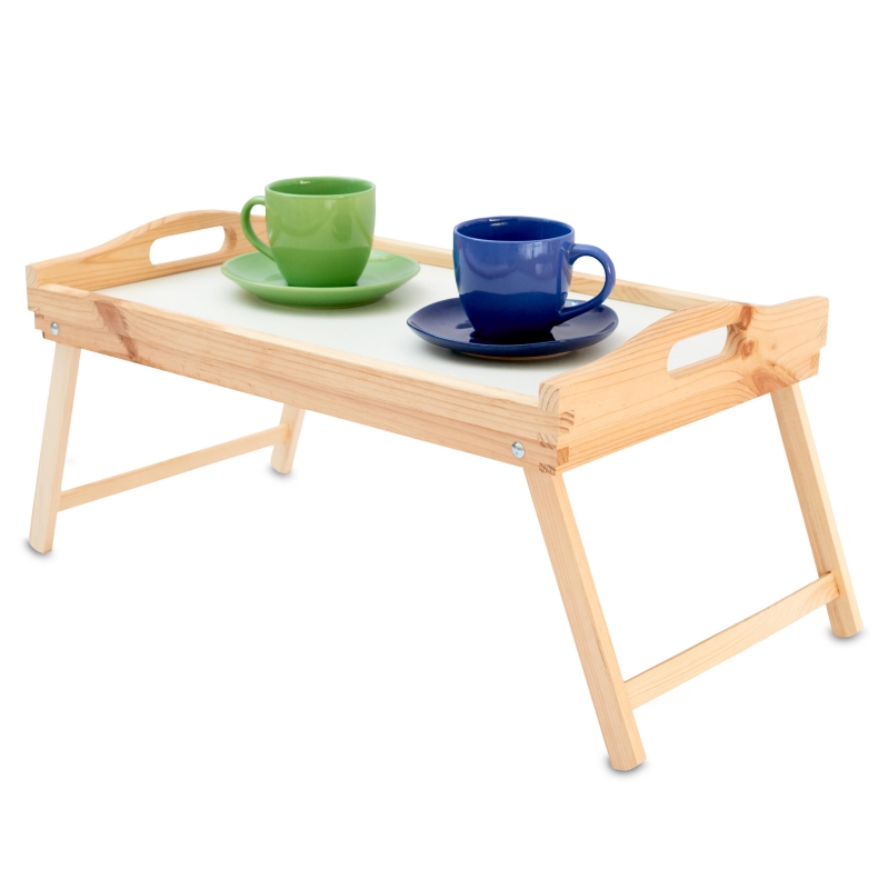 Wooden tray with folding legs 51x32x24 cm Natural